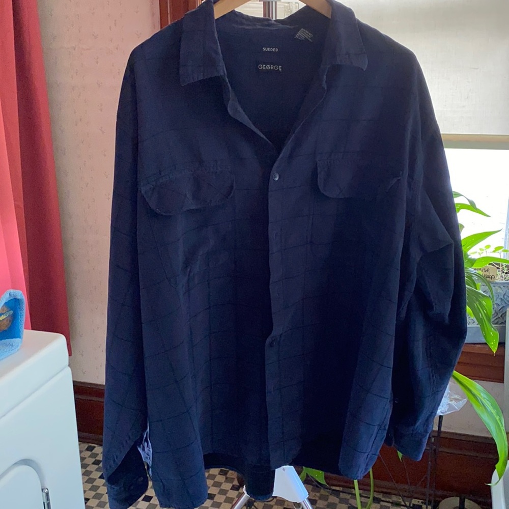 Mens George Sueded Button-Up Shirt